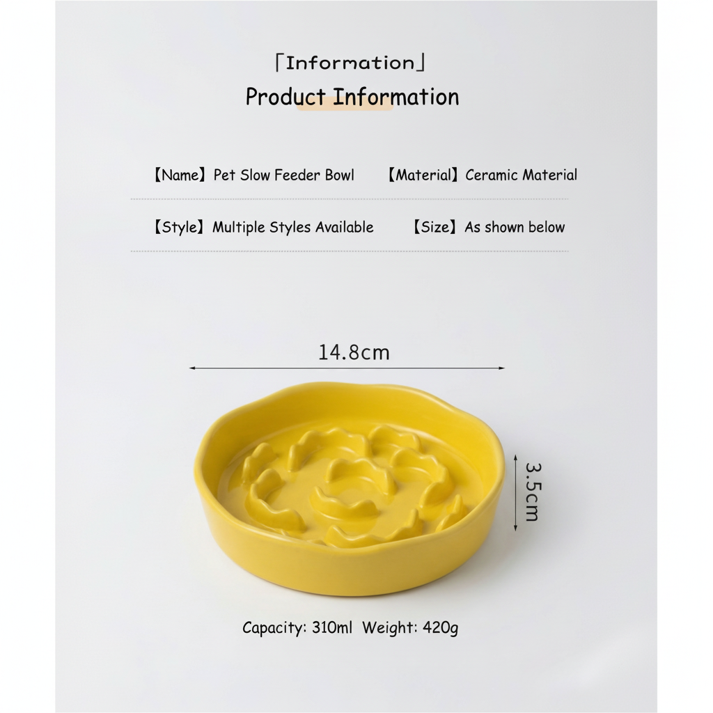 Ceramic Elevated Slow Feeder Bowl