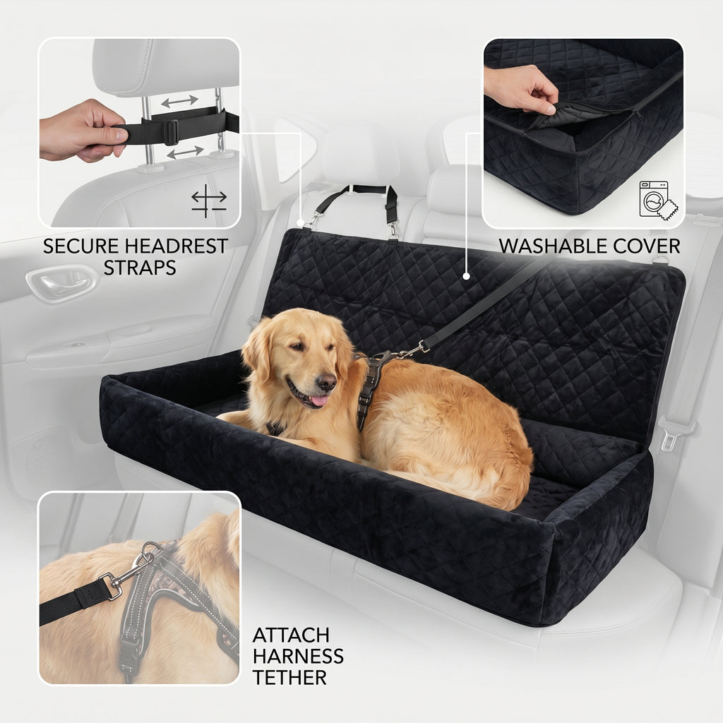 Huntley Pet Dog Car Seat for Large Dogs Black