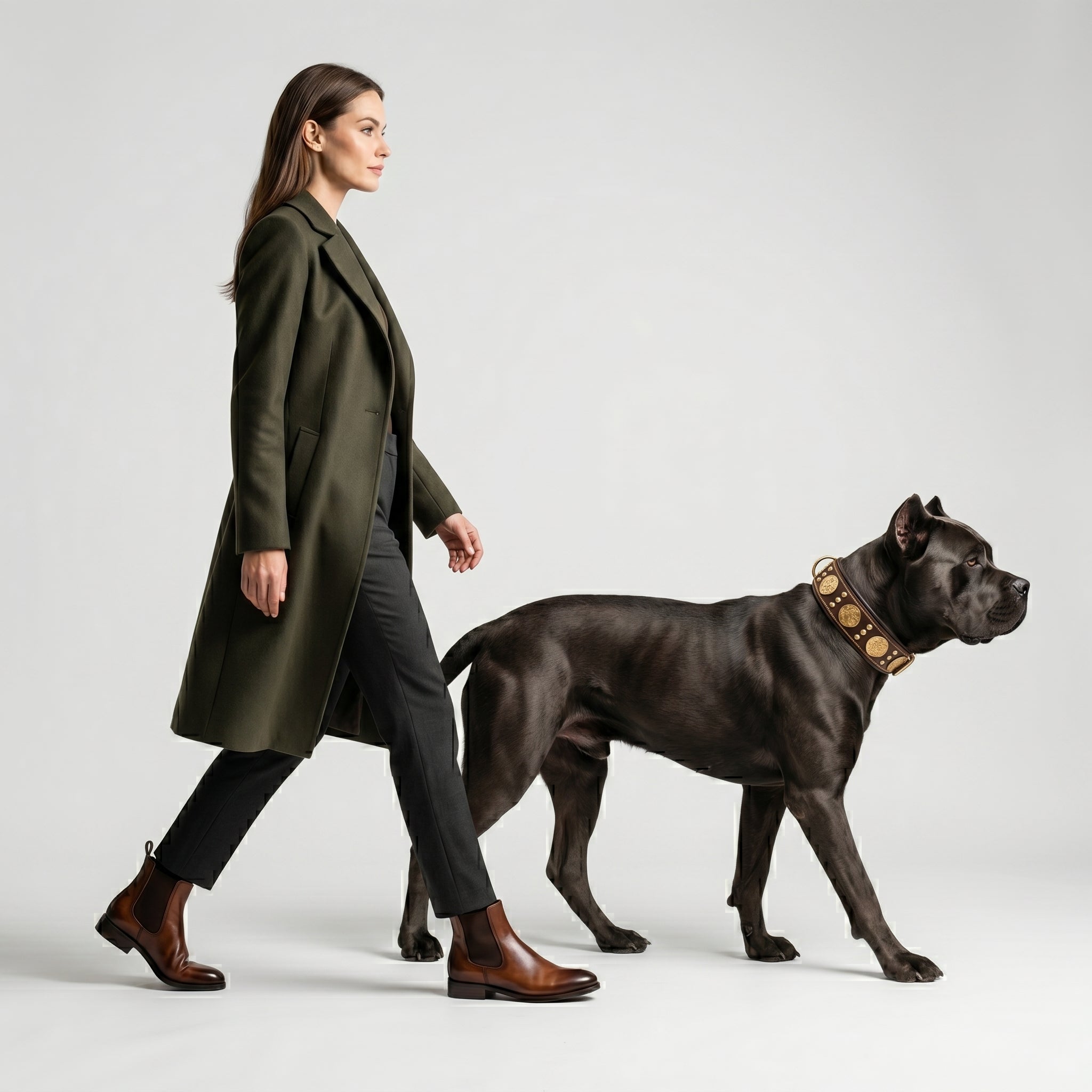 The "Maximus" collar 2.5 inch wide brown & gold