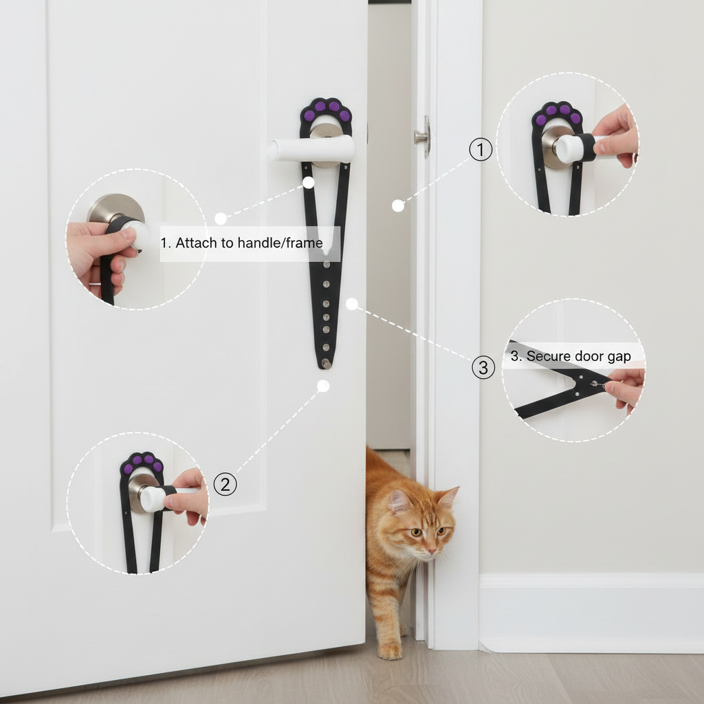 No-Punch Pet Door Strap Latch