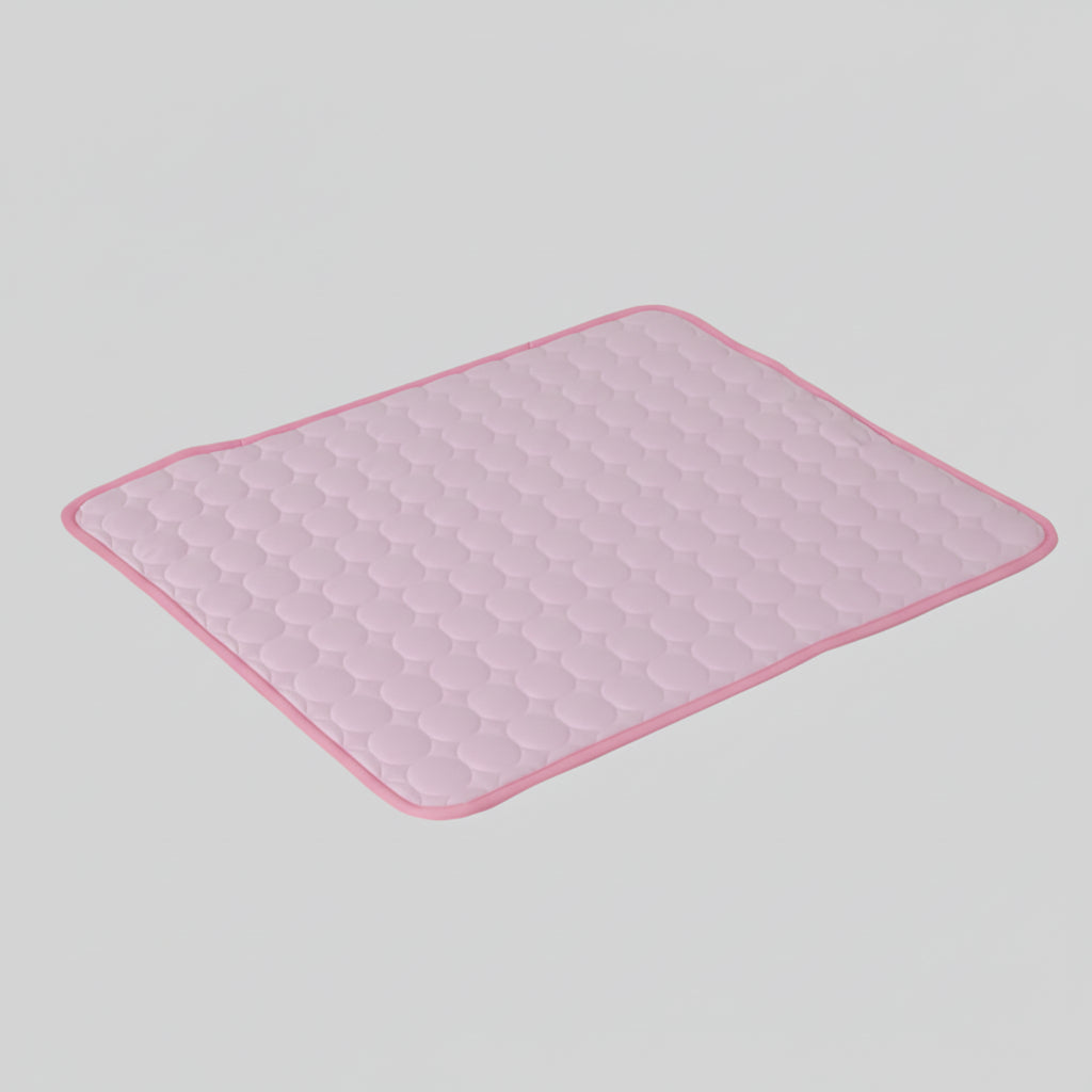 Pink quilted mat on a white background