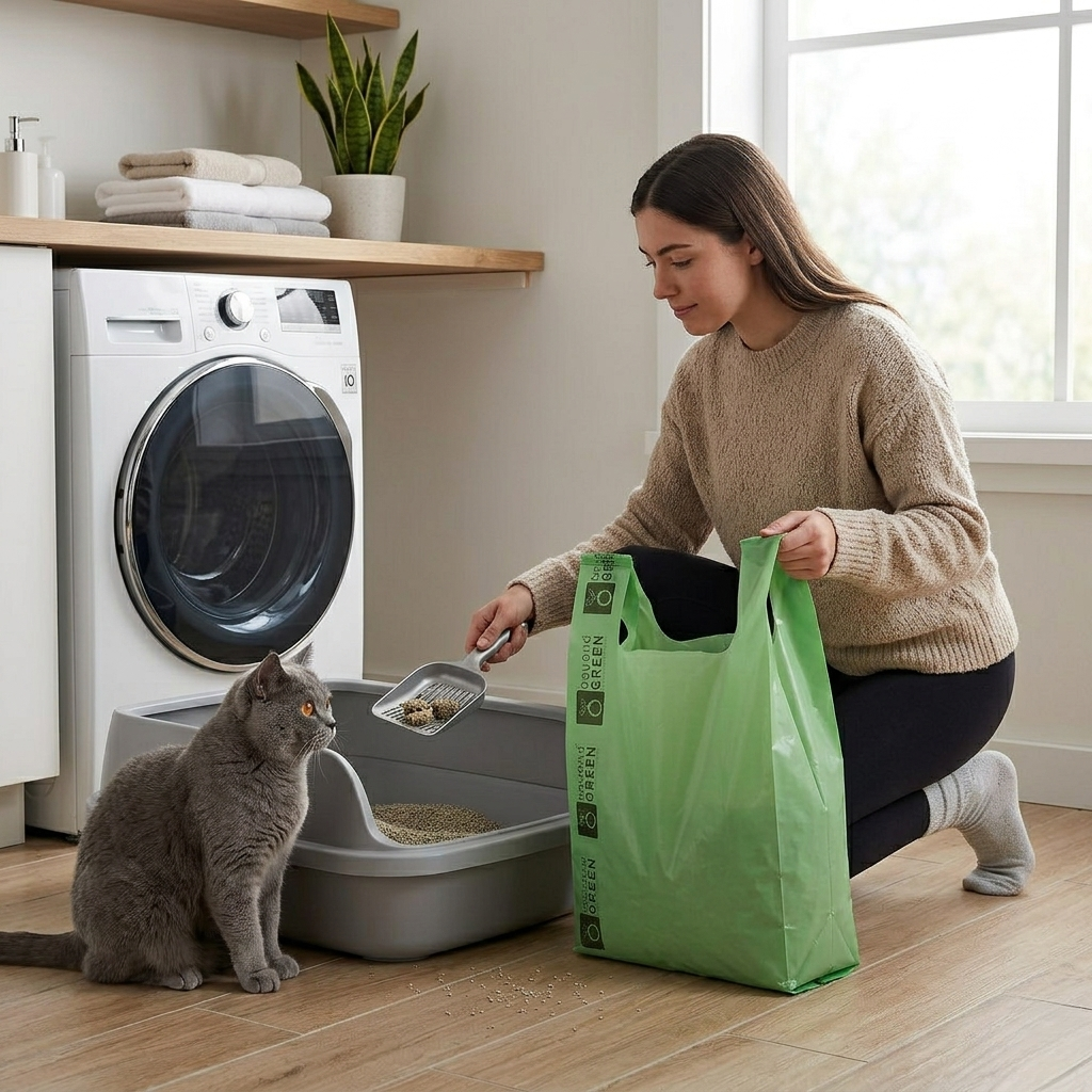 Green Cat Litter Bags