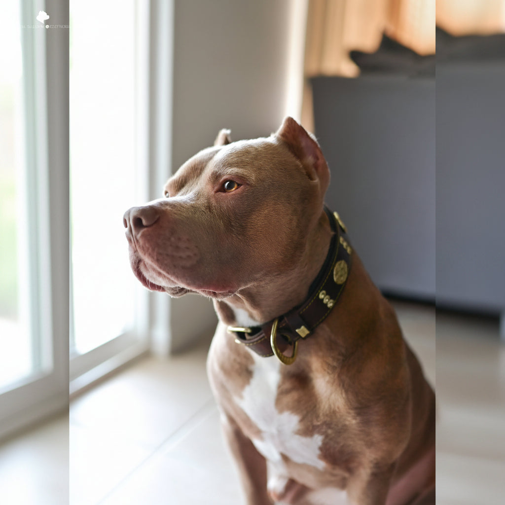 The "Maximus" collar 2.5 inch wide brown & gold