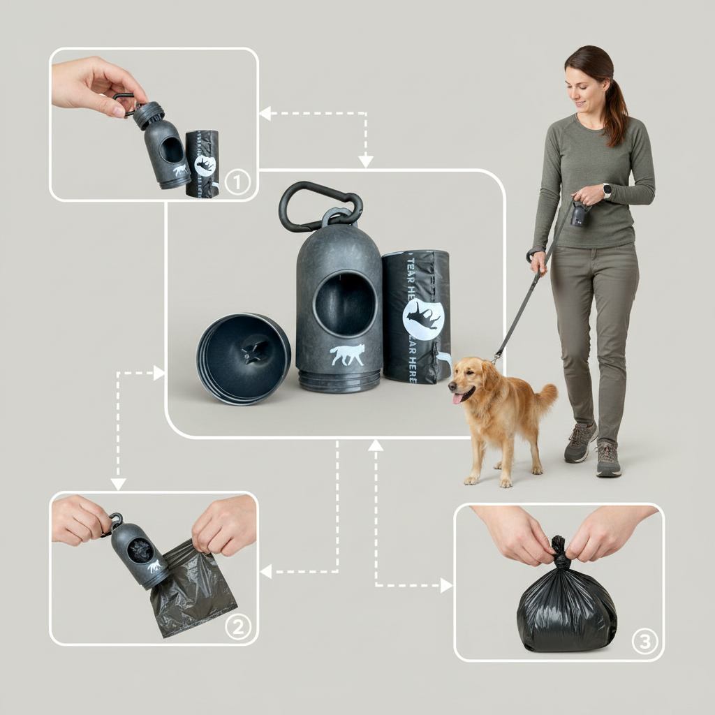 Compostable Plant-Based Poop Bags + Bamboo Dispenser