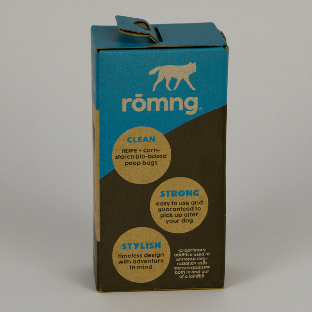 Eco Friendly dog poop bags + bamboo dispenser