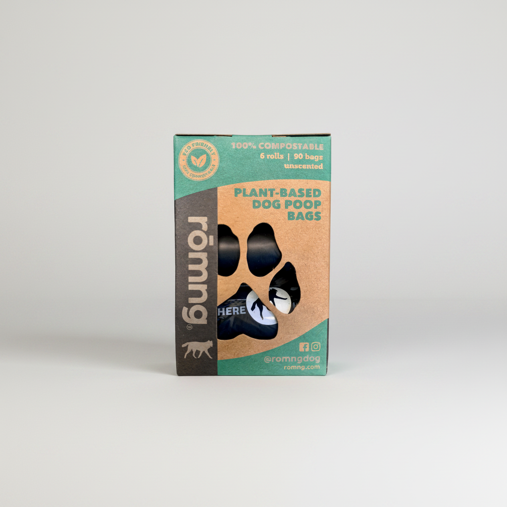 Compostable Plant-Based Poop Bags + Bamboo Dispenser