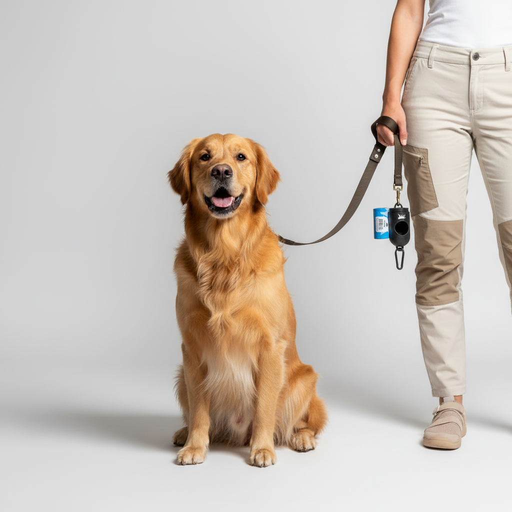 Eco Friendly dog poop bags + bamboo dispenser