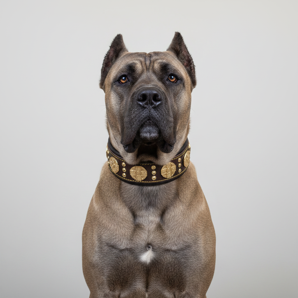 The "Maximus" collar 2.5 inch wide brown & gold