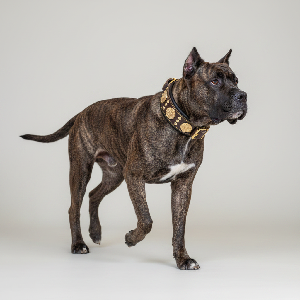 The "Maximus" collar 2.5 inch wide brown & gold